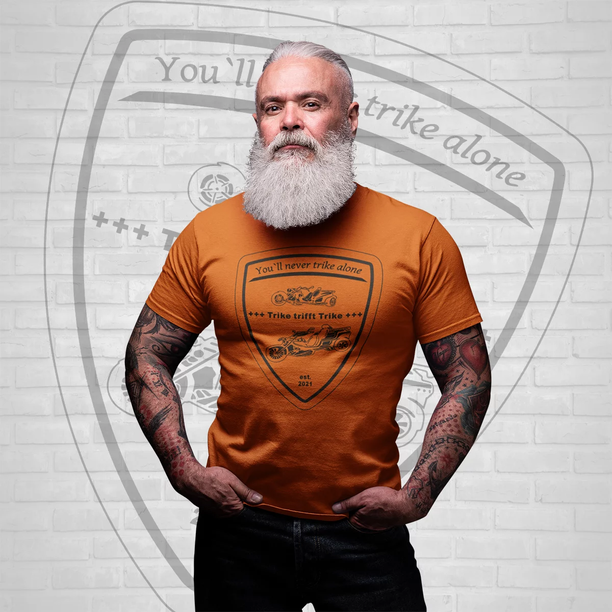 T-Shirt orange Trike trifft Trike Logo